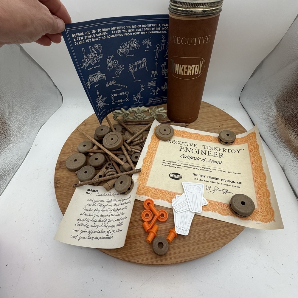 Vintage 1967 Executive Tinkertoy Set Comes with Original Documents